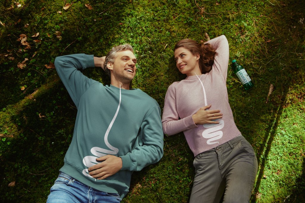 Couple with Donat bottle. 